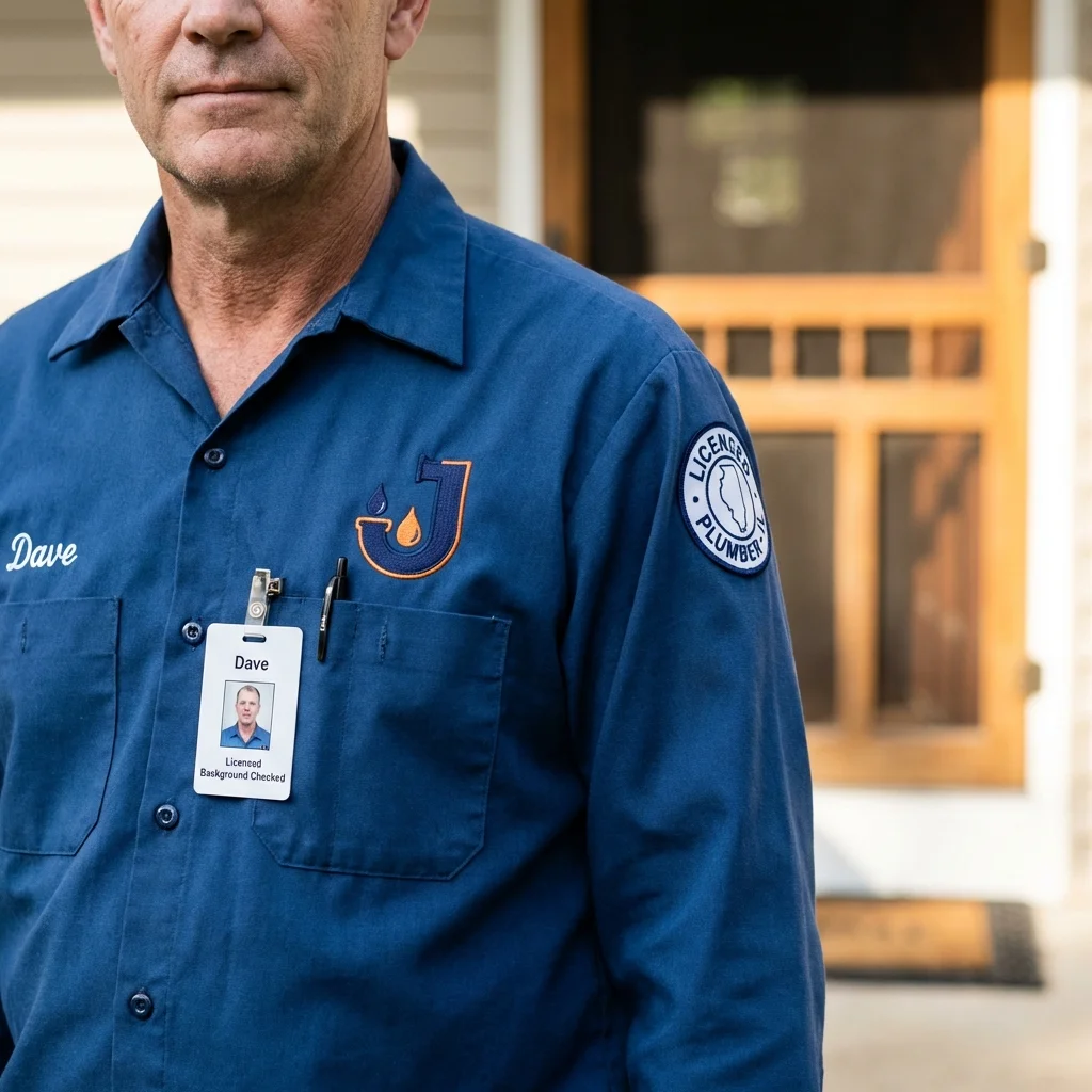 Licensed plumber showing ID badge in Pompton Lakes, NJ
